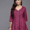 Women Purple Printed Rayon A-Line Kurti