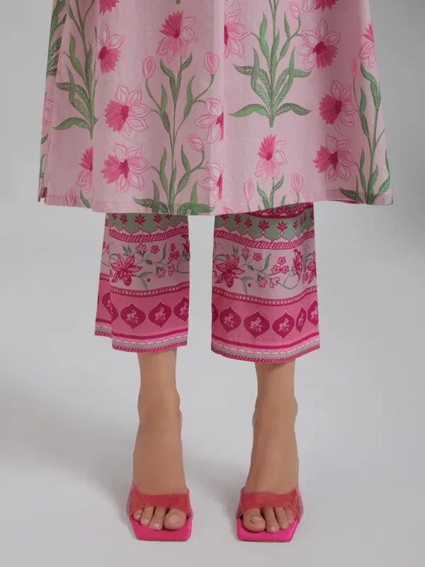 Women  Pink Printed Cotton Kurta with Pants- Set - Image 3
